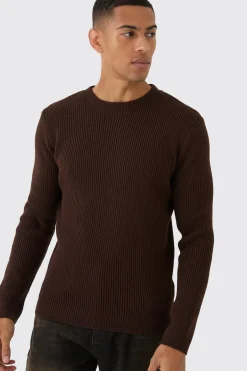 Regular Fit Rib Knit Jumper | BoohooMAN UK