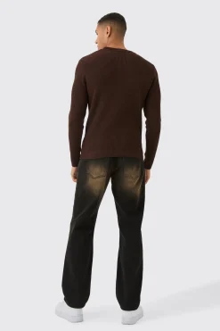 Regular Fit Rib Knit Jumper | BoohooMAN UK