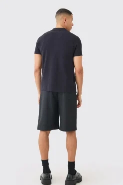 Regular Fit Short Sleeve Knitted Shirt | BoohooMAN UK
