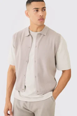 Regular Fit Sleeveless Knitted Shirt | BoohooMAN UK