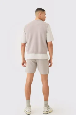 Regular Fit Sleeveless Knitted Shirt | BoohooMAN UK