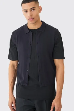 Regular Fit Sleeveless Knitted Shirt | BoohooMAN UK