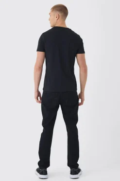 Regular Fit Space Embroidery T-shirt | BoohooMAN UK