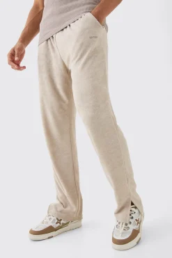 Regular Fit Split Hem Towelling Edition Joggers | BoohooMAN UK