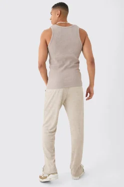 Regular Fit Split Hem Towelling Edition Joggers | BoohooMAN UK
