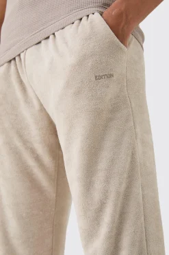 Regular Fit Split Hem Towelling Edition Joggers | BoohooMAN UK