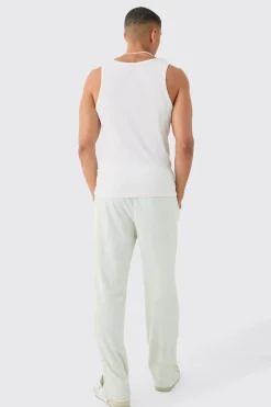 Regular Fit Split Hem Towelling Joggers | BoohooMAN UK