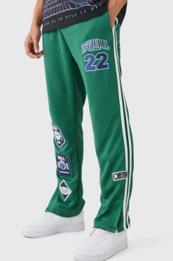 Regular Fit Split Hem Tricot Tape Jogger | BoohooMAN UK
