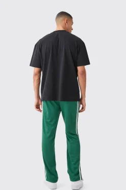 Regular Fit Split Hem Tricot Tape Jogger | BoohooMAN UK