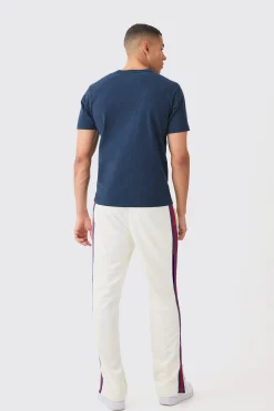 Regular Fit Split Hem Tricot Tape Jogger | BoohooMAN UK