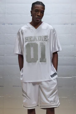 Regular Fit V Neck Mesh 01 T-shirt & Basketball Shorts Set | BoohooMAN UK