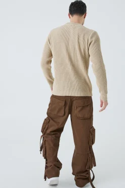 Regular Fit Waffle Knit Jumper | BoohooMAN UK