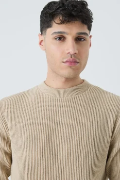 Regular Fit Waffle Knit Jumper | BoohooMAN UK