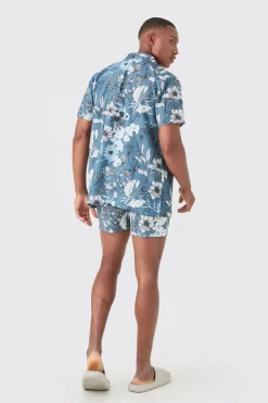 Regular Floral Shirt & Swim Short Set | BoohooMAN UK