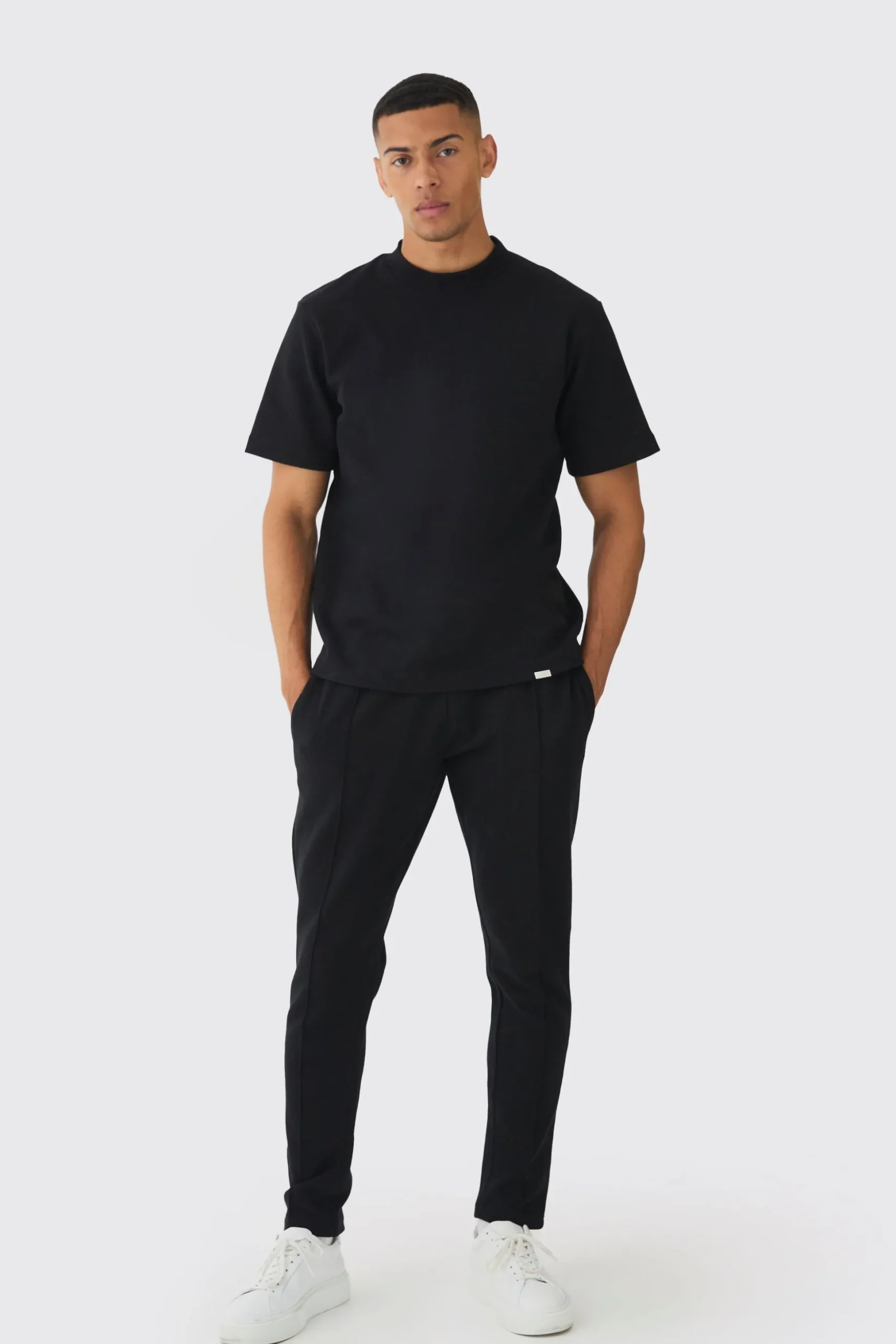 Regular Interlock T-shirt And Jogger Set | BoohooMAN UK