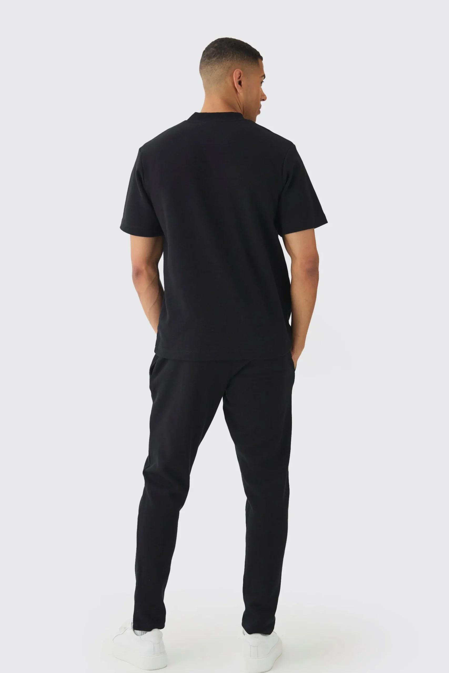 Regular Interlock T-shirt And Jogger Set | BoohooMAN UK