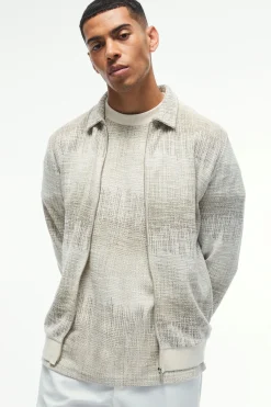 Regular Jacquard Harrington Jacket | BoohooMAN UK