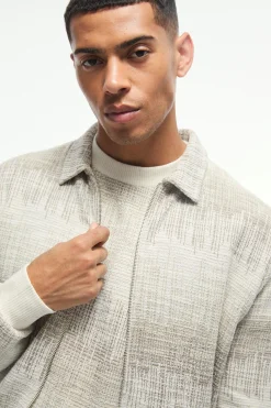 Regular Jacquard Harrington Jacket | BoohooMAN UK