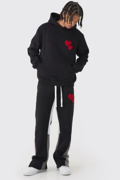 Regular Limited Heart Gusset Hooded Tracksuit | BoohooMAN UK