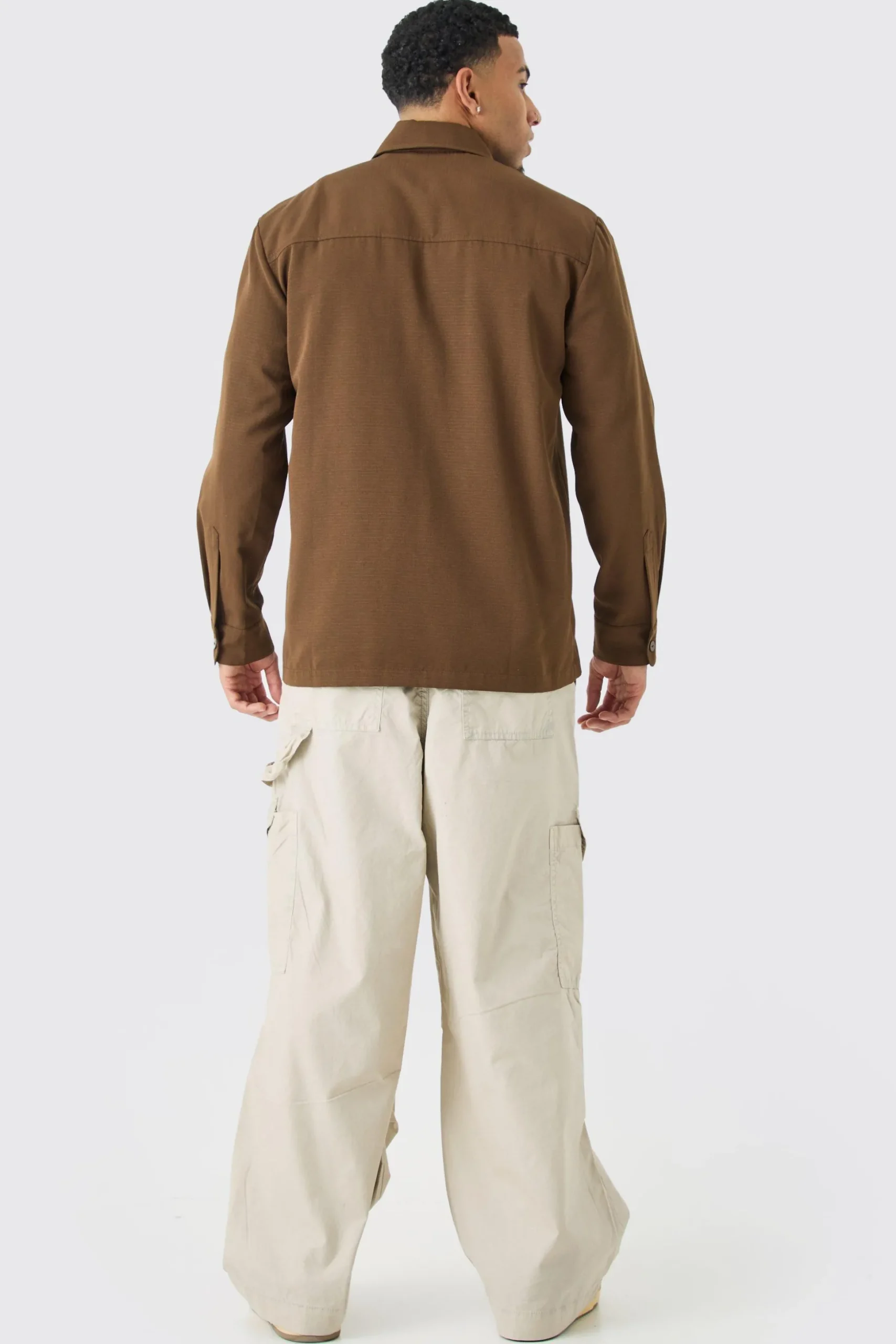 Regular Long Sleeve Ripstop Overshirt | BoohooMAN UK