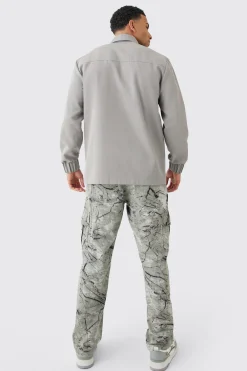 Regular Long Sleeve Ripstop Popper Overshirt | BoohooMAN UK