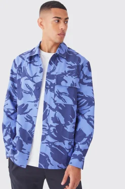Regular Long Sleeve Ripstop Camo Overshirt | BoohooMAN UK