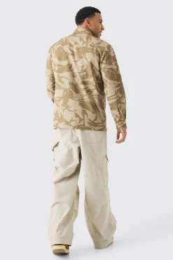 Regular Long Sleeve Ripstop Camo Overshirt | BoohooMAN UK