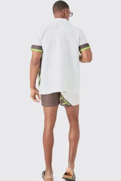 Regular Moto Shirt & Swim Short Set | BoohooMAN UK