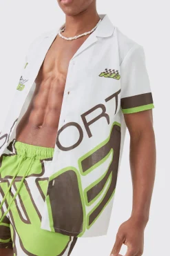 Regular Moto Shirt & Swim Short Set | BoohooMAN UK