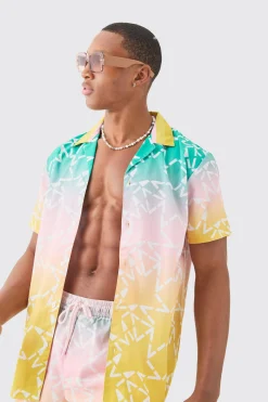 Regular Ombre Shirt & Swim Short Set | BoohooMAN UK