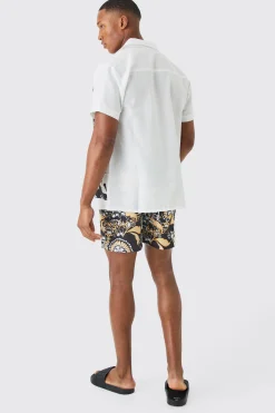 Regular Printed Shirt And Swim Short Set | BoohooMAN UK