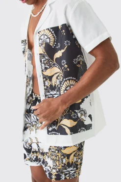 Regular Printed Shirt And Swim Short Set | BoohooMAN UK