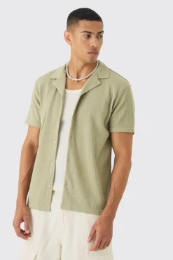 Regular Revere Waffle Shirt | BoohooMAN UK