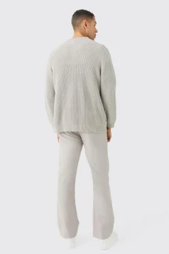 Regular Ribbed Fisherman Knit Bomber | BoohooMAN UK