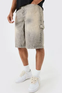 Regular Rigid Carpenter Tinted Denim Jorts | BoohooMAN UK