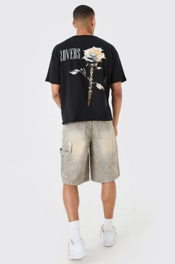 Regular Rigid Carpenter Tinted Denim Jorts | BoohooMAN UK