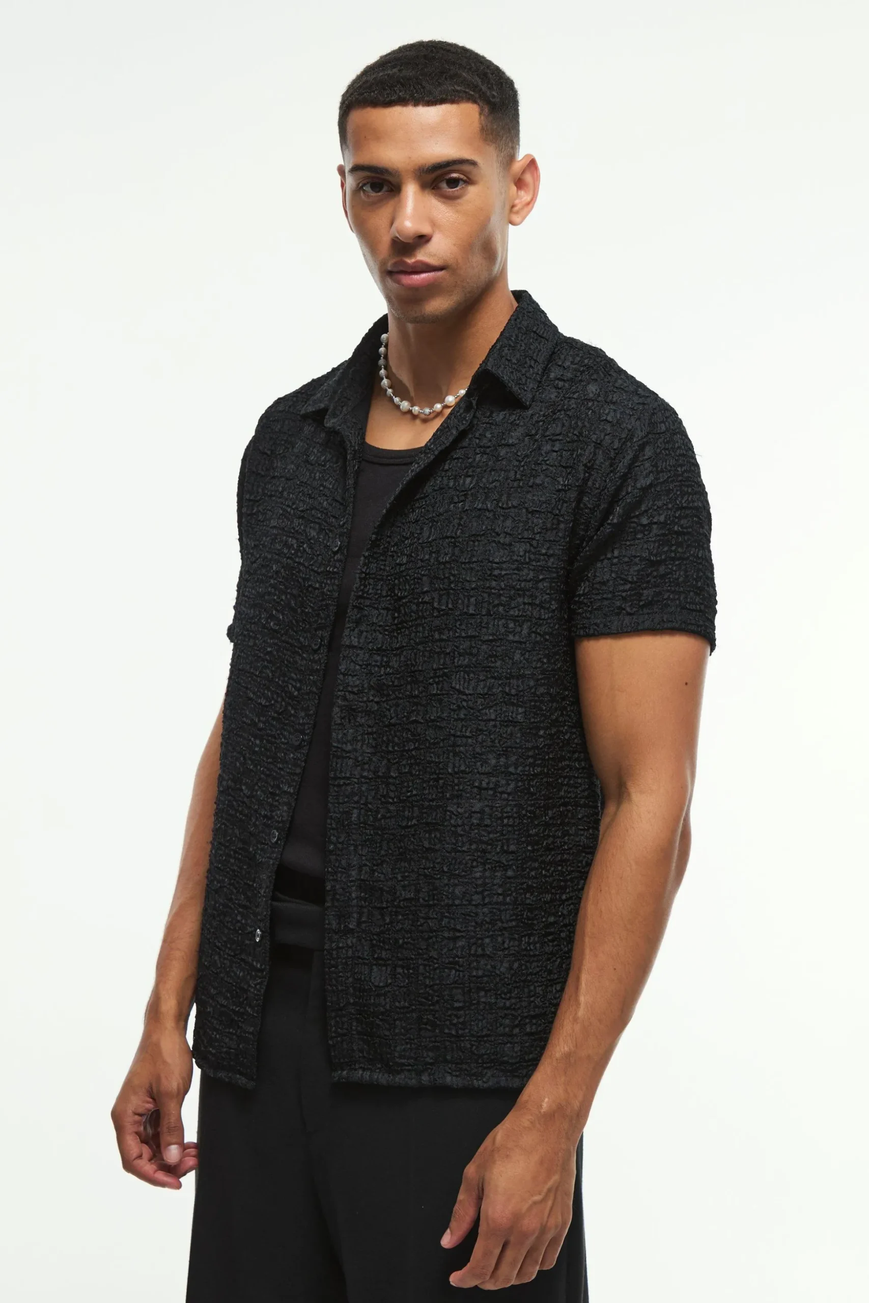 Regular Short Sleeve Seersucker Shirt | BoohooMAN UK