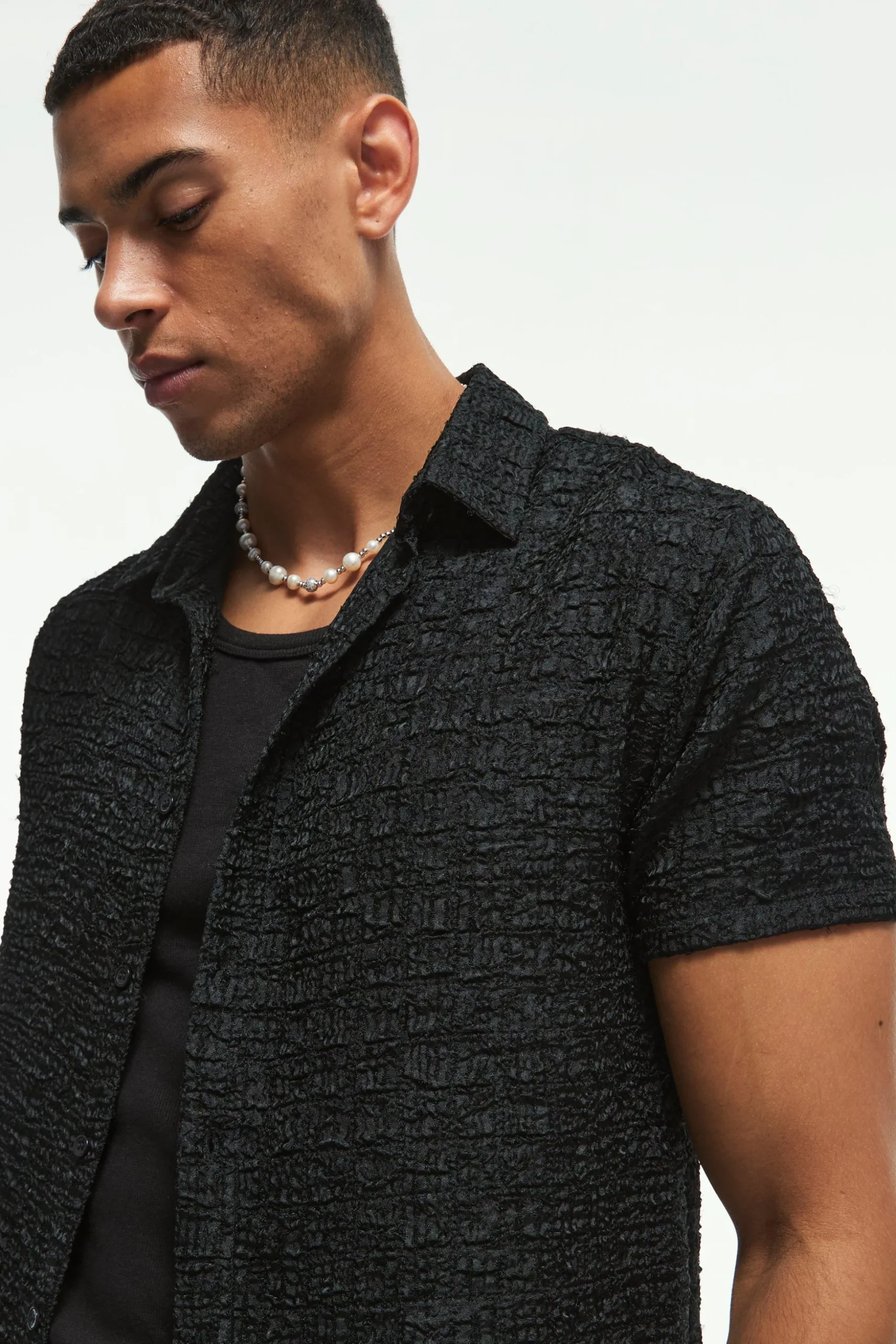 Regular Short Sleeve Seersucker Shirt | BoohooMAN UK