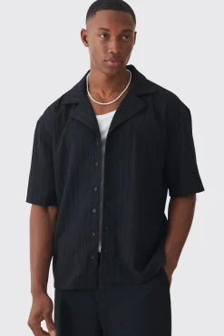 Regular Textured Stripe Shirt | BoohooMAN UK