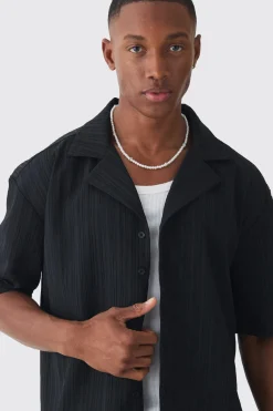 Regular Textured Stripe Shirt | BoohooMAN UK