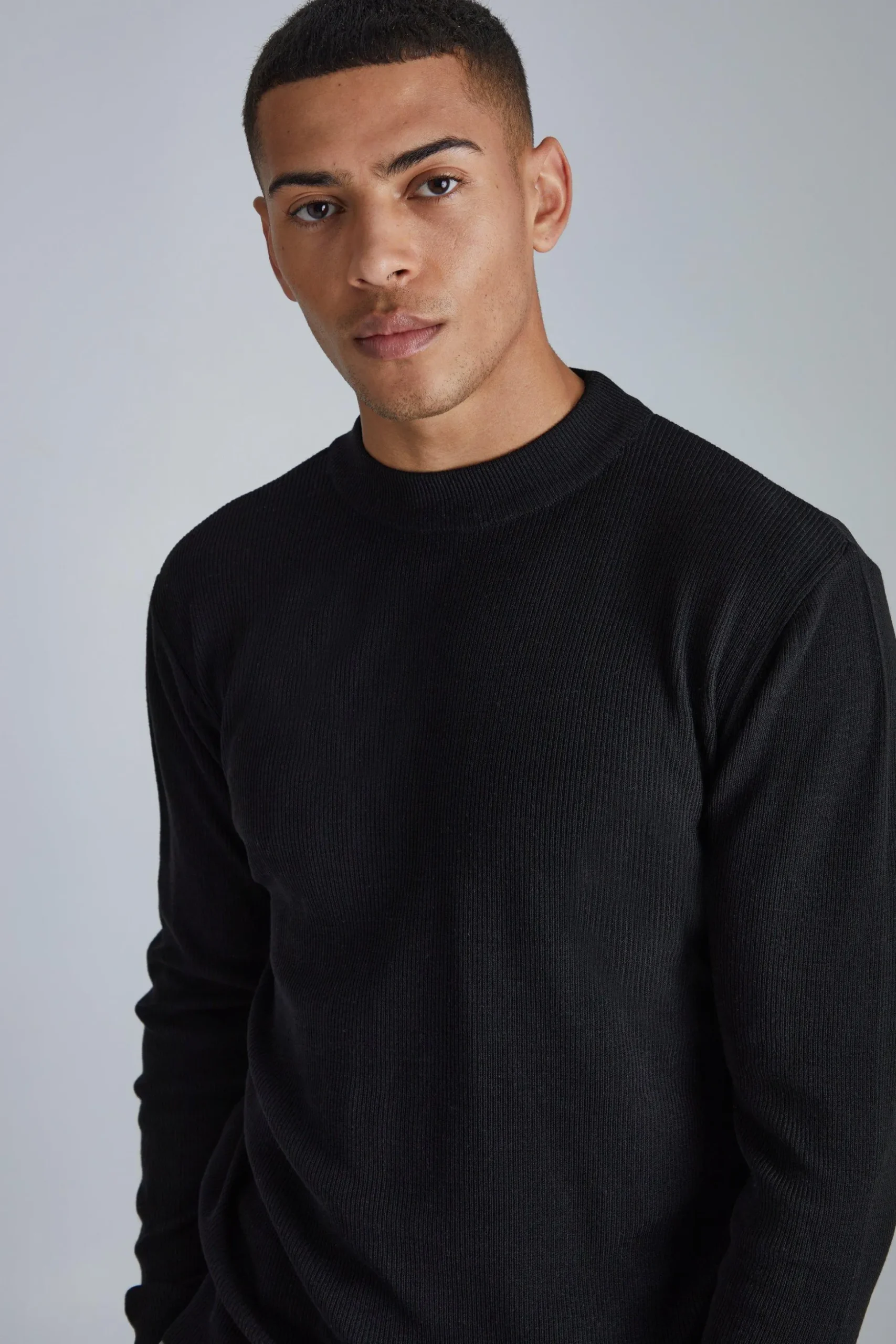 Regular Turtle Neck Ribbed Jumper | BoohooMAN UK