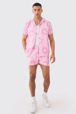 Regular Worldwide Shirt & Swim Short Set | BoohooMAN UK