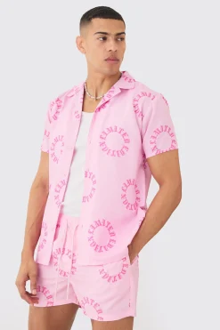 Regular Worldwide Shirt & Swim Short Set | BoohooMAN UK