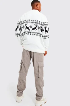 Reindeer Fairisle Christmas Cardigan | BoohooMAN UK