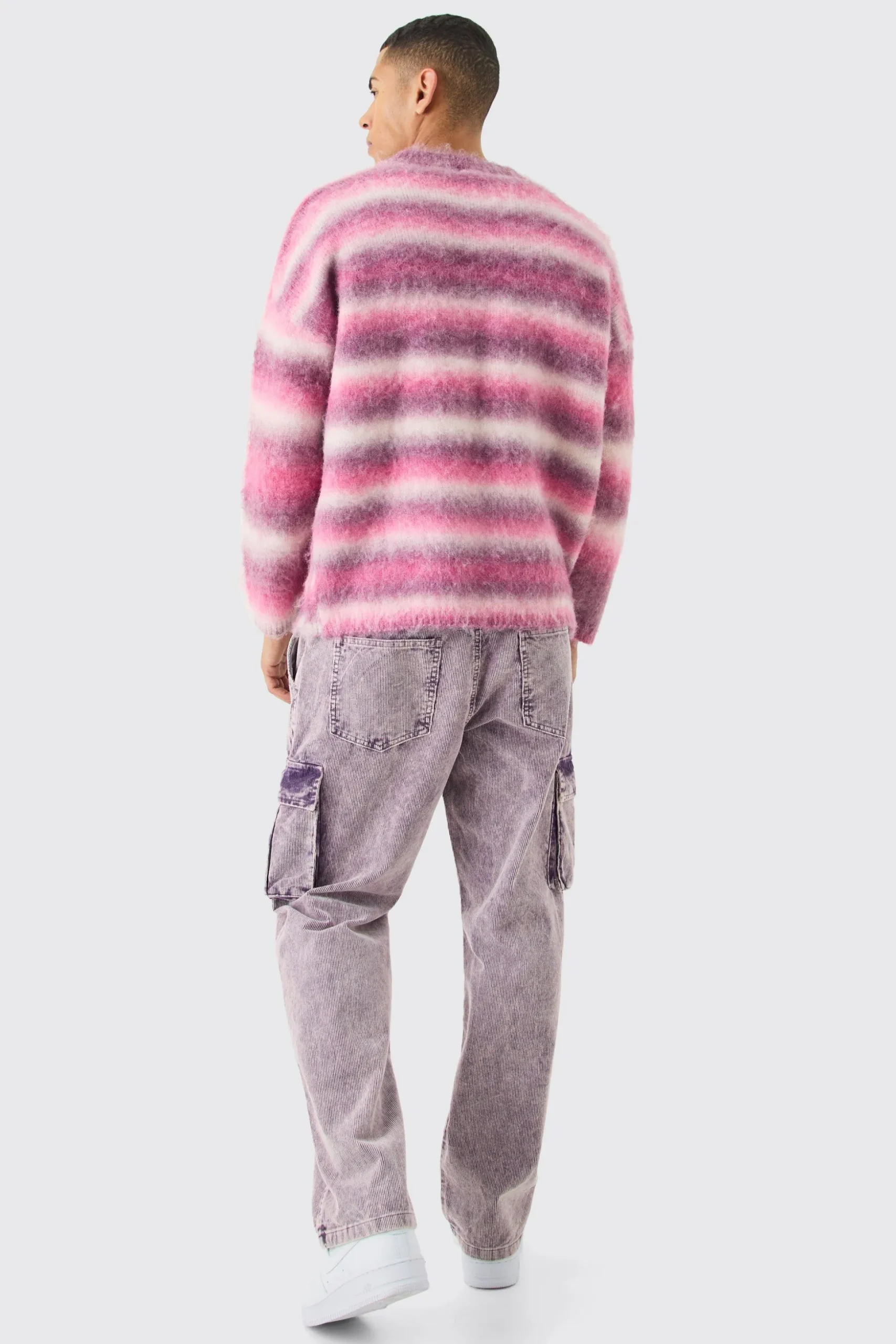 Relaxed Acid Wash Cord Cargo Trouser | BoohooMAN UK