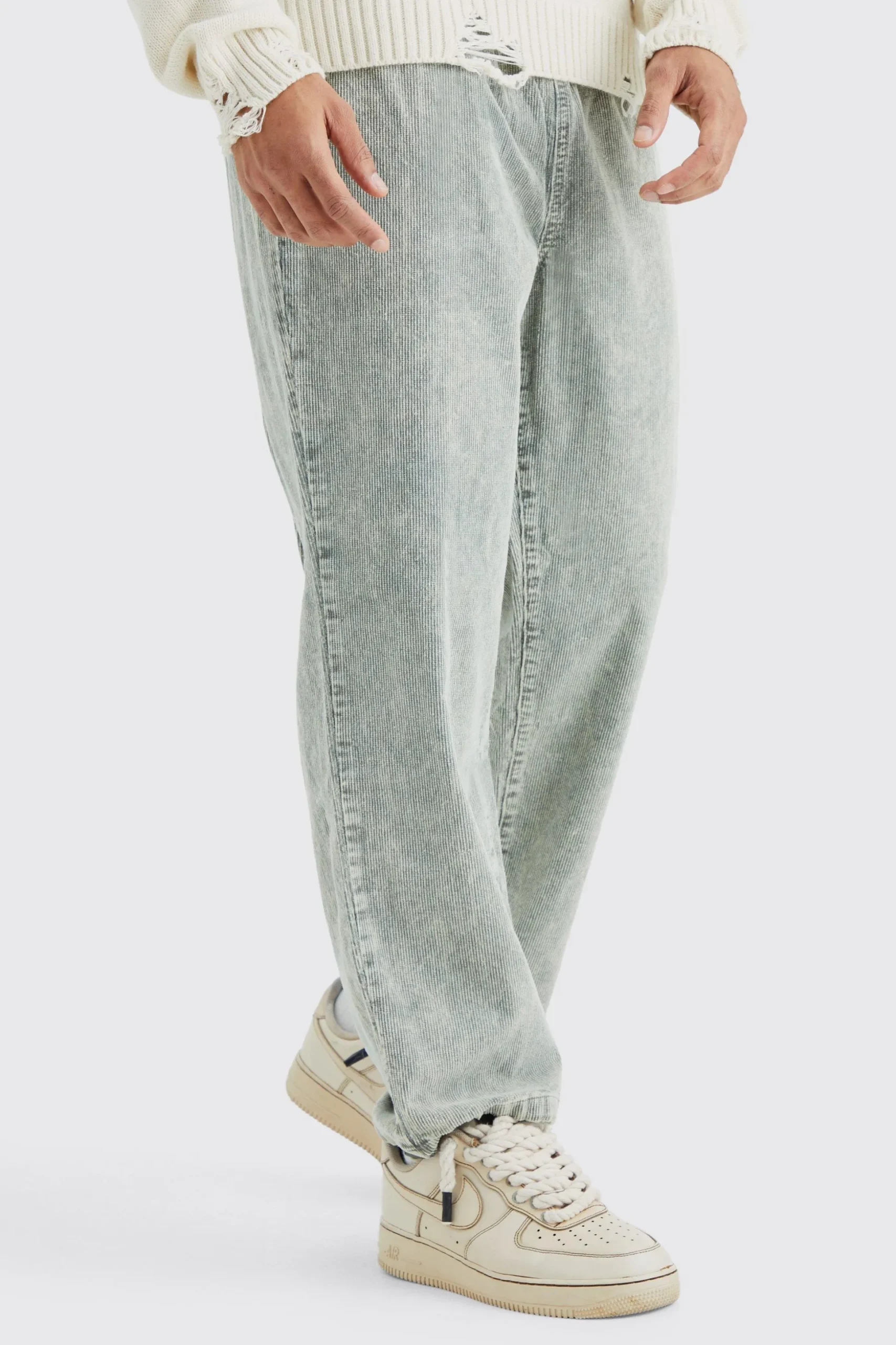 Relaxed Acid Wash Cord Trouser | BoohooMAN UK