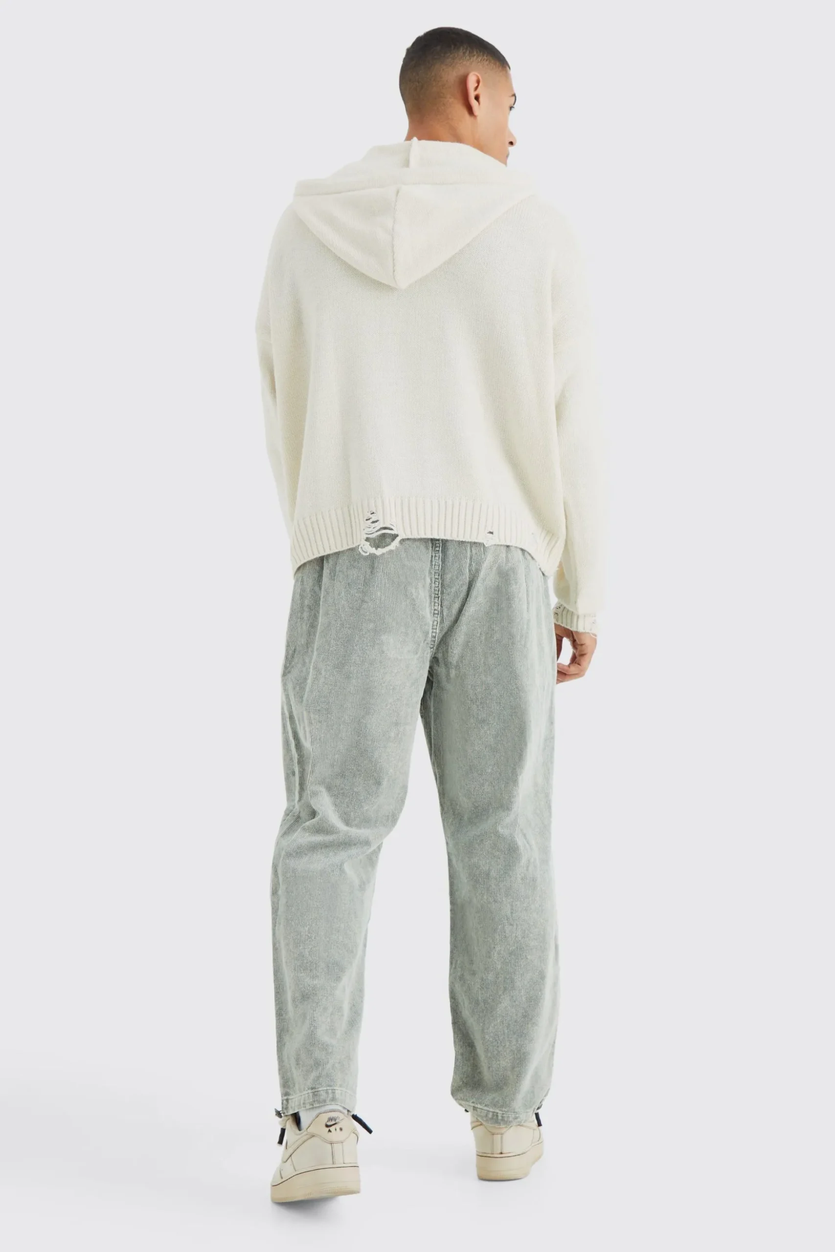 Relaxed Acid Wash Cord Trouser | BoohooMAN UK