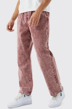 Relaxed Acid Wash Corduroy Trouser | BoohooMAN UK