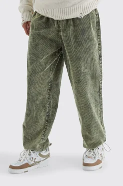 Relaxed Acid Wash Corduroy Trouser | BoohooMAN UK
