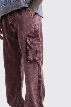 Relaxed Acid Wash Corduroy Cargo Trouser | BoohooMAN UK